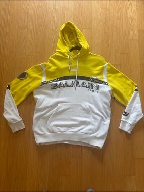 Balmain Yellow & White Logo Hoodie